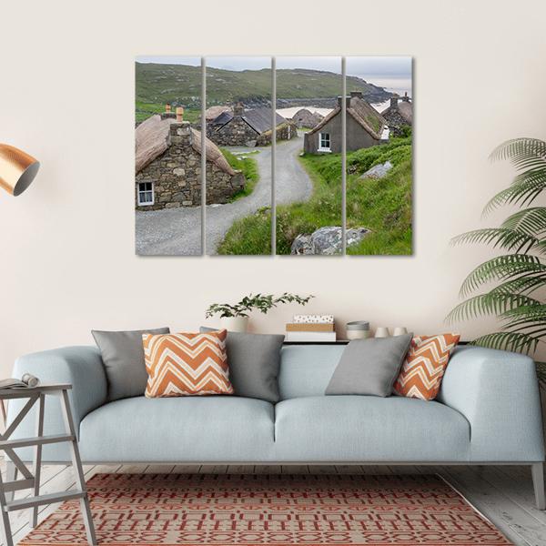 Village Of Ancient Blackhouses Canvas Wall Art-4 Horizontal-Gallery Wrap-34" x 24"-Tiaracle
