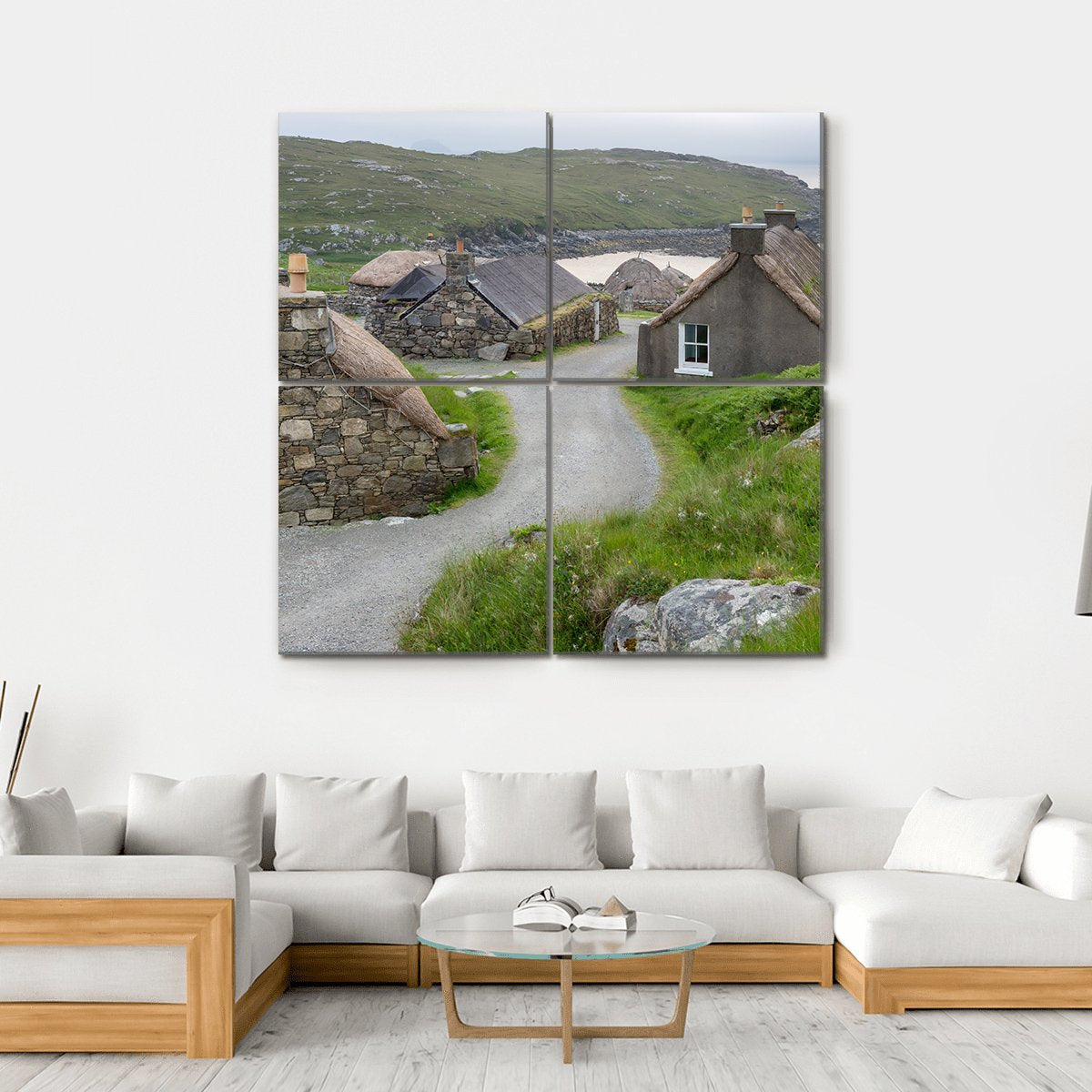 Village Of Ancient Blackhouses Canvas Wall Art-4 Square-Gallery Wrap-17" x 17"-Tiaracle