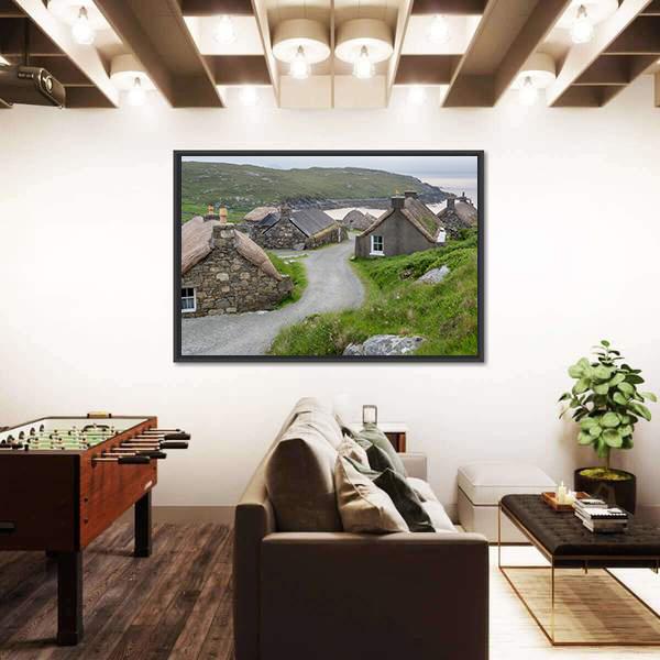 Village Of Ancient Blackhouses Canvas Wall Art-3 Horizontal-Gallery Wrap-25" x 16"-Tiaracle