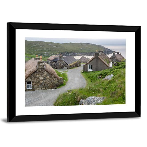 Village Of Ancient Blackhouses Canvas Wall Art-3 Horizontal-Gallery Wrap-25" x 16"-Tiaracle