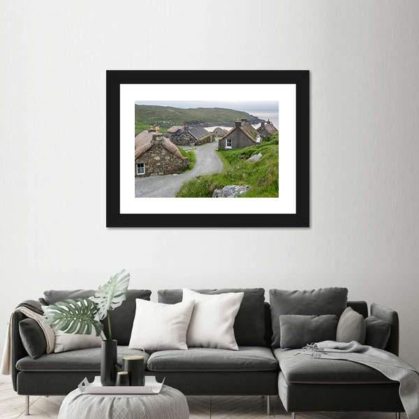 Village Of Ancient Blackhouses Canvas Wall Art-3 Horizontal-Gallery Wrap-25" x 16"-Tiaracle
