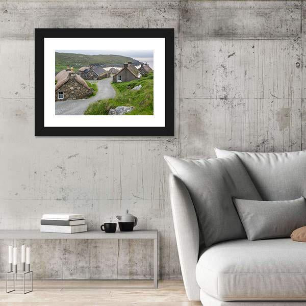 Village Of Ancient Blackhouses Canvas Wall Art-3 Horizontal-Gallery Wrap-25" x 16"-Tiaracle
