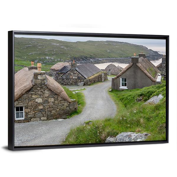 Village Of Ancient Blackhouses Canvas Wall Art-5 Horizontal-Gallery Wrap-22" x 12"-Tiaracle