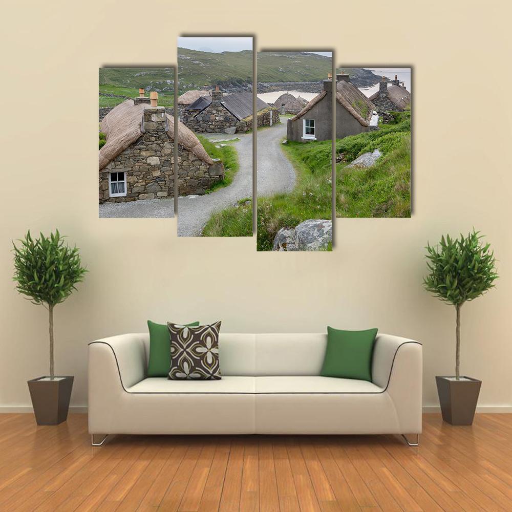 Village Of Ancient Blackhouses Canvas Wall Art-3 Horizontal-Gallery Wrap-37" x 24"-Tiaracle