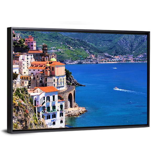 Village Of Atrani Along The Amalfi Coast Canvas Wall Art-3 Horizontal-Gallery Wrap-25" x 16"-Tiaracle