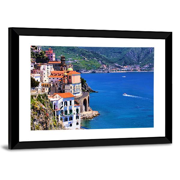 Village Of Atrani Along The Amalfi Coast Canvas Wall Art-3 Horizontal-Gallery Wrap-25" x 16"-Tiaracle