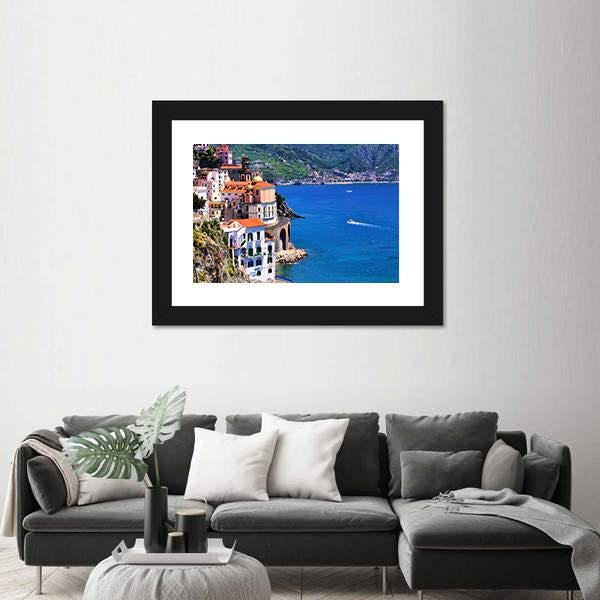 Village Of Atrani Along The Amalfi Coast Canvas Wall Art-3 Horizontal-Gallery Wrap-25" x 16"-Tiaracle