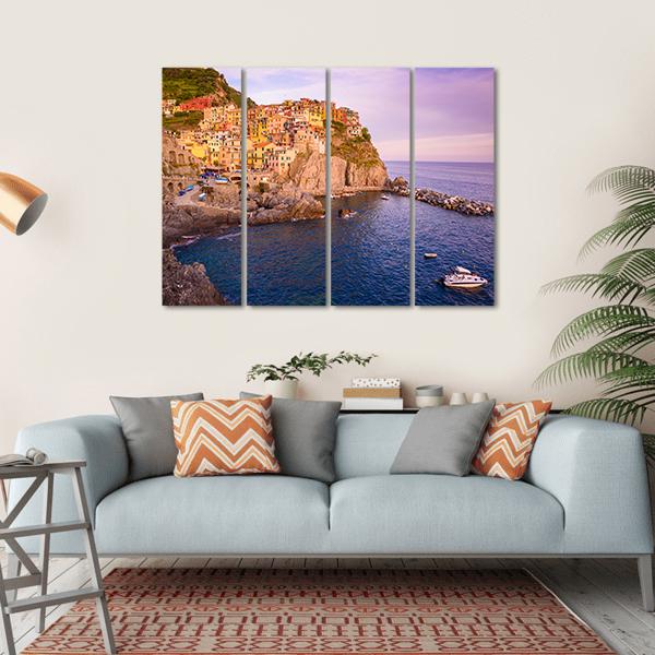 Village Of Cinque Terre National Park At Coast Of Italy Canvas Wall Art-4 Horizontal-Gallery Wrap-34" x 24"-Tiaracle