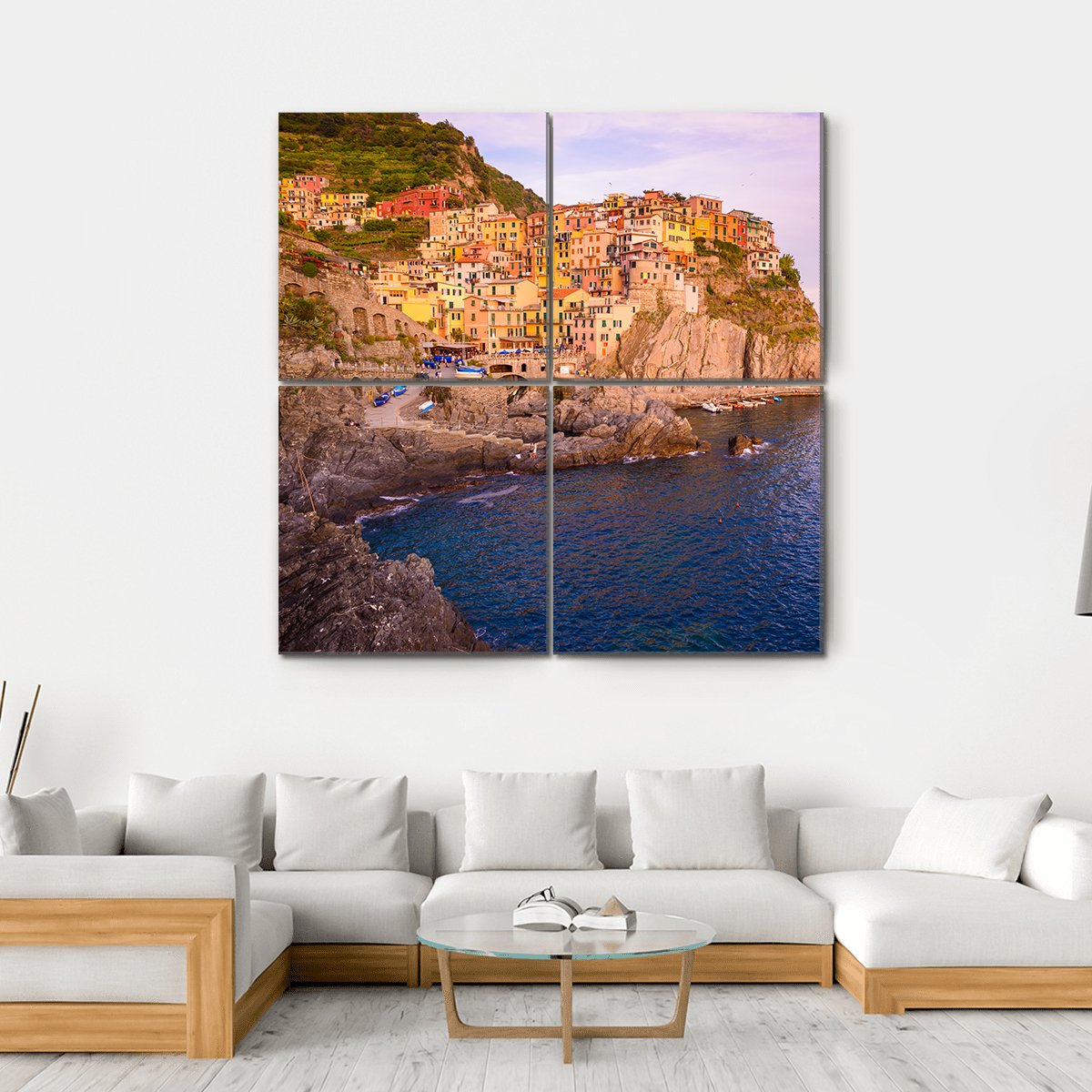 Village Of Cinque Terre National Park At Coast Of Italy Canvas Wall Art-4 Square-Gallery Wrap-17" x 17"-Tiaracle