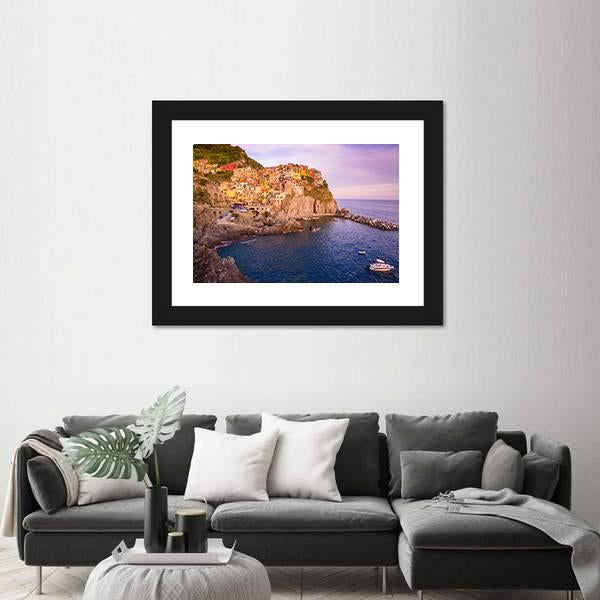 Village Of Cinque Terre National Park At Coast Of Italy Canvas Wall Art-5 Horizontal-Gallery Wrap-22" x 12"-Tiaracle