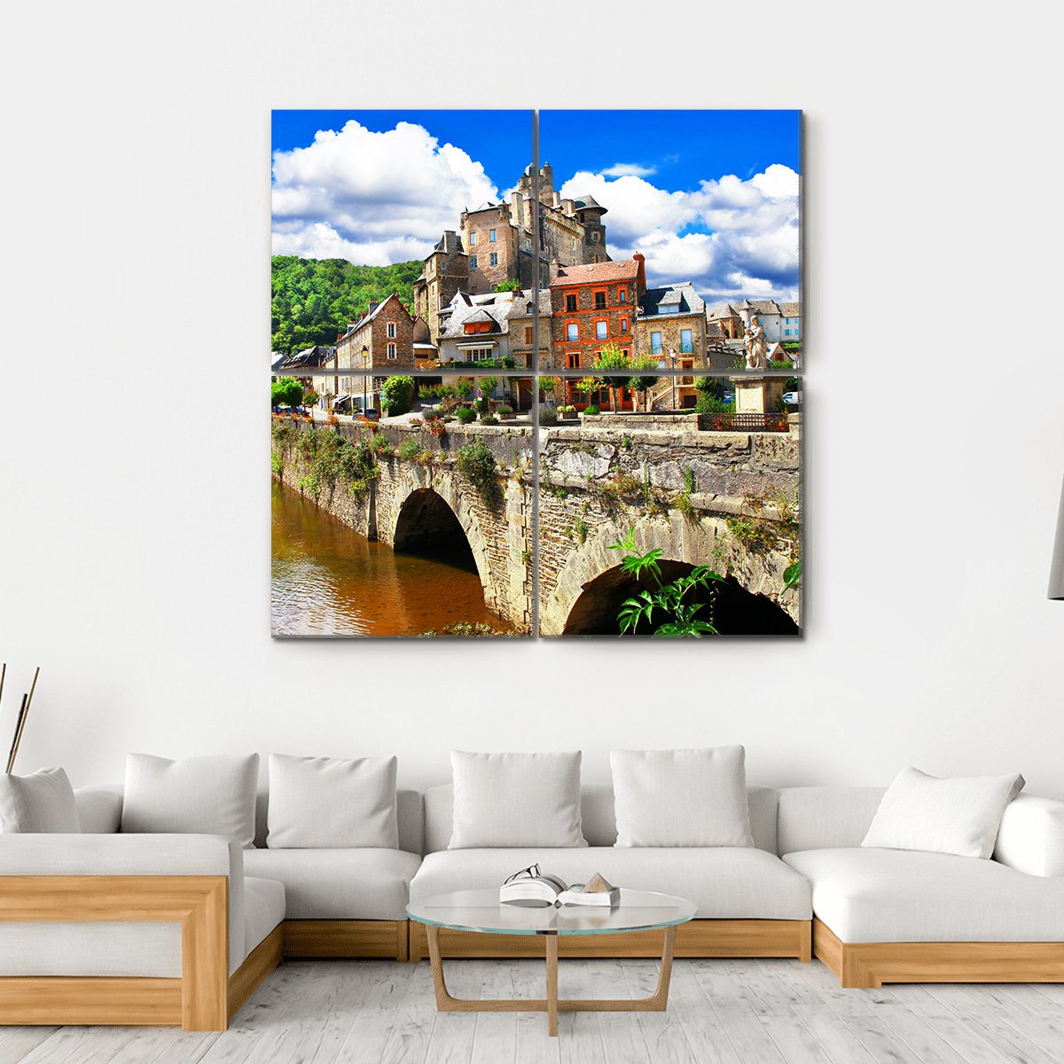 Village Of France Canvas Wall Art-4 Square-Gallery Wrap-17" x 17"-Tiaracle