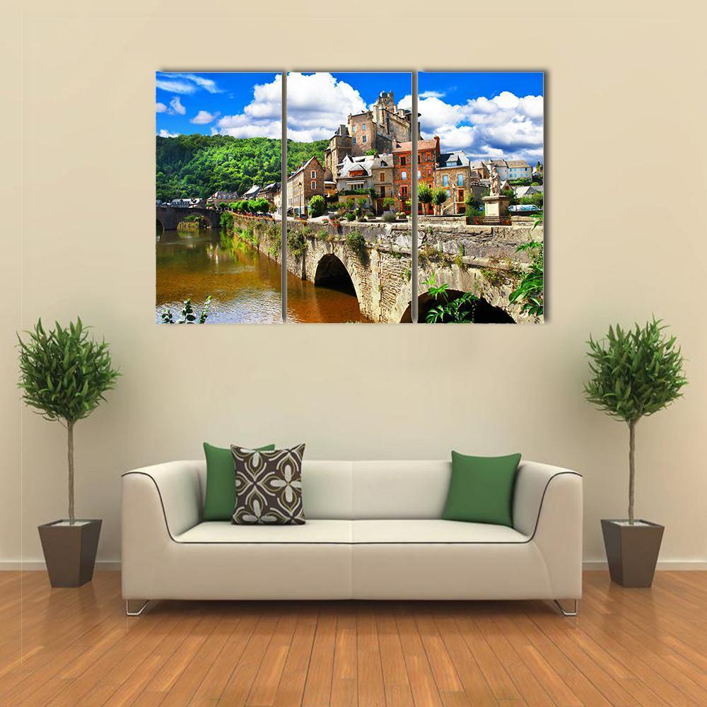 Village Of France Canvas Wall Art-3 Horizontal-Gallery Wrap-37" x 24"-Tiaracle