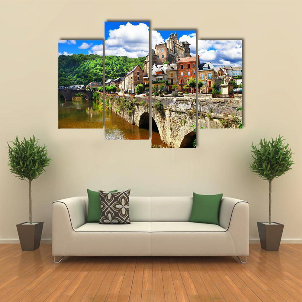 Village Of France Canvas Wall Art-4 Pop-Gallery Wrap-50" x 32"-Tiaracle