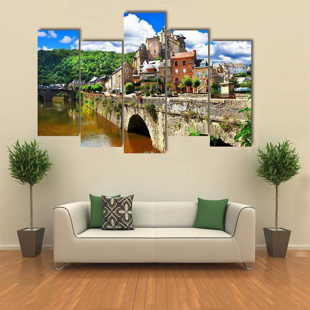Village Of France Canvas Wall Art-5 Pop-Gallery Wrap-47" x 32"-Tiaracle