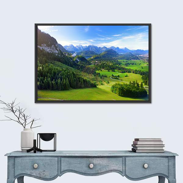 Village Of Hohenschwangau Canvas Wall Art-1 Piece-Floating Frame-24" x 16"-Tiaracle
