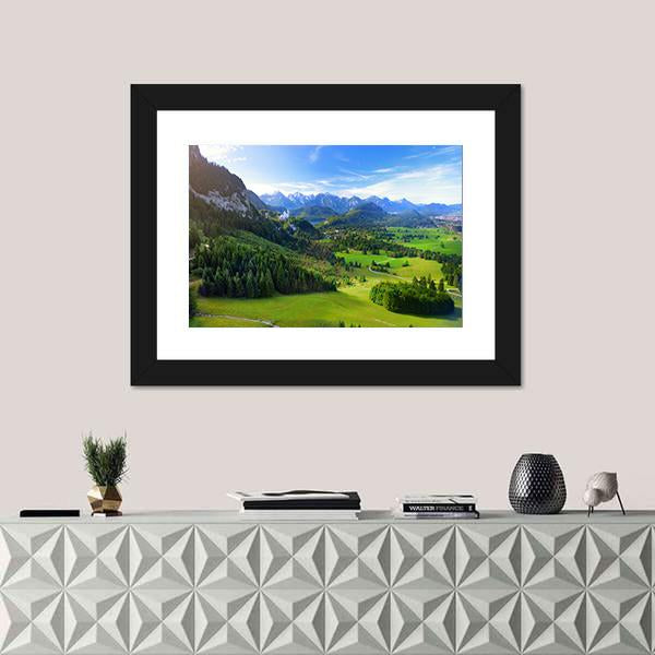 Village Of Hohenschwangau Canvas Wall Art-1 Piece-Framed Print-20" x 16"-Tiaracle
