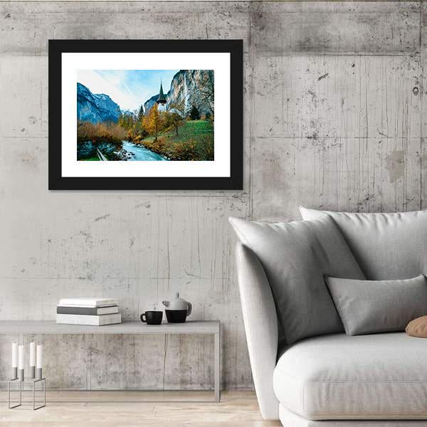 Village Of Lauterbrunnen In Swiss Alps Canvas Wall Art-3 Horizontal-Gallery Wrap-25" x 16"-Tiaracle
