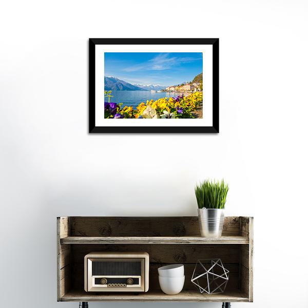 Village On Lake Como Canvas Wall Art-1 Piece-Framed Print-20" x 16"-Tiaracle