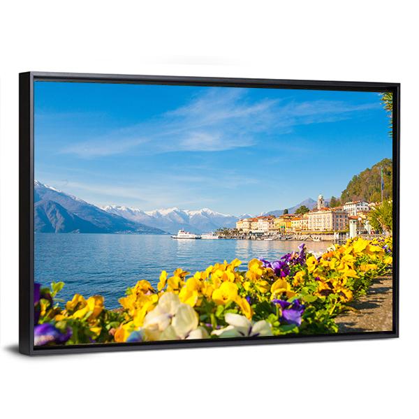 Village On Lake Como Canvas Wall Art-3 Horizontal-Gallery Wrap-25" x 16"-Tiaracle