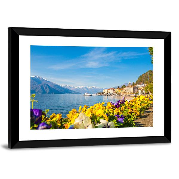 Village On Lake Como Canvas Wall Art-3 Horizontal-Gallery Wrap-25" x 16"-Tiaracle