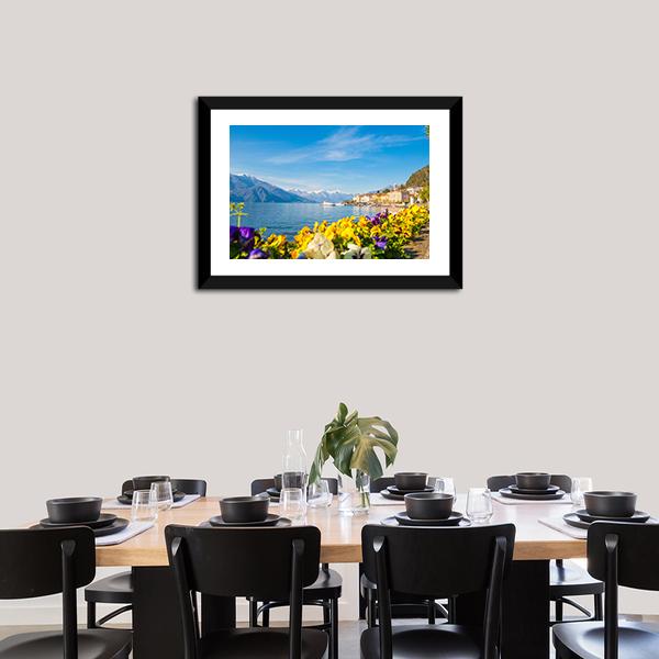 Village On Lake Como Canvas Wall Art-3 Horizontal-Gallery Wrap-25" x 16"-Tiaracle