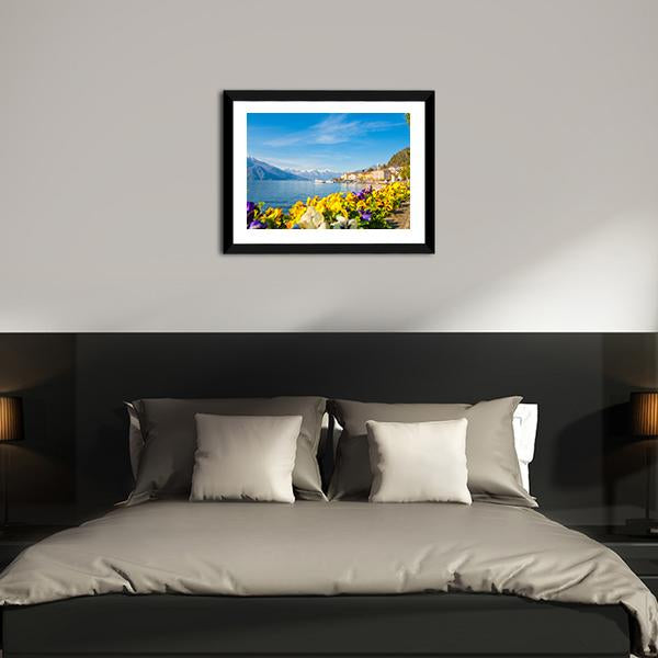 Village On Lake Como Canvas Wall Art-3 Horizontal-Gallery Wrap-25" x 16"-Tiaracle