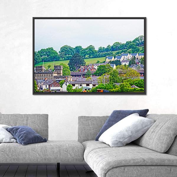 Village With Old Houses In Brecknockshire Canvas Wall Art-3 Horizontal-Gallery Wrap-25" x 16"-Tiaracle