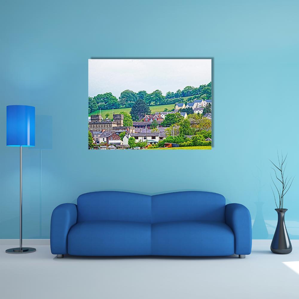 Village With Old Houses In Brecknockshire Canvas Wall Art-1 Piece-Gallery Wrap-48" x 32"-Tiaracle