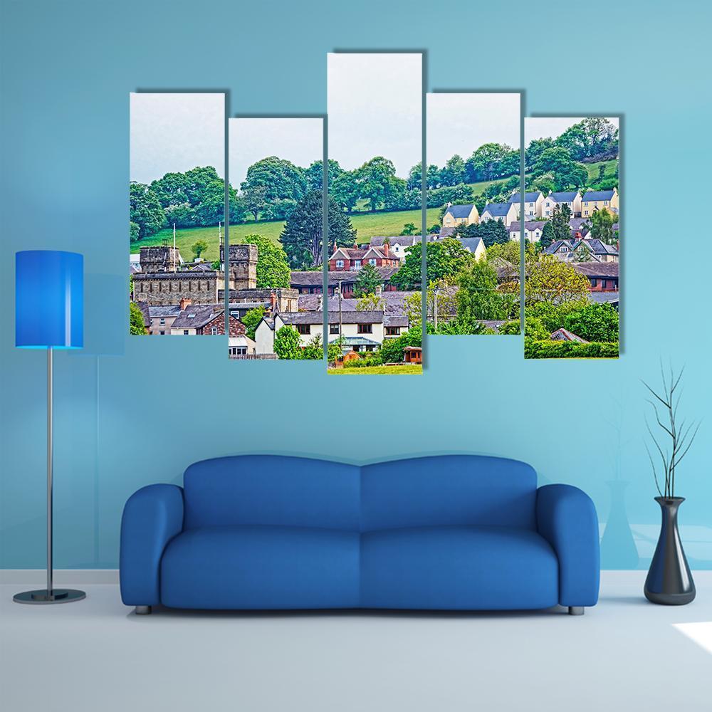 Village With Old Houses In Brecknockshire Canvas Wall Art-5 Pop-Gallery Wrap-47" x 32"-Tiaracle