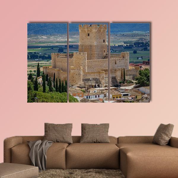 Villena Castle In Spain Canvas Wall Art-3 Horizontal-Gallery Wrap-37" x 24"-Tiaracle