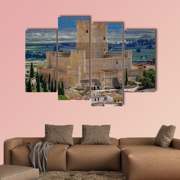 Villena Castle In Spain Canvas Wall Art-4 Pop-Gallery Wrap-50" x 32"-Tiaracle