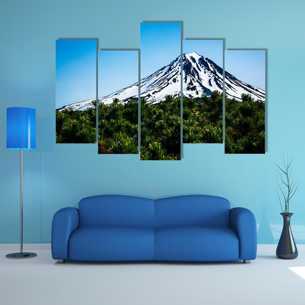 Viluchinskiy Volcano Kamchatka In Russia Canvas Wall Art-5 Pop-Gallery Wrap-47" x 32"-Tiaracle