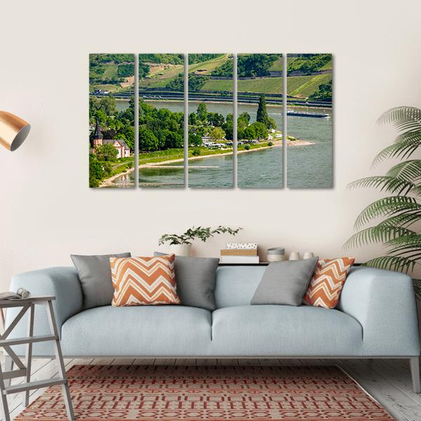 Vineyards At Rhine Valley Canvas Wall Art-5 Horizontal-Gallery Wrap-22" x 12"-Tiaracle