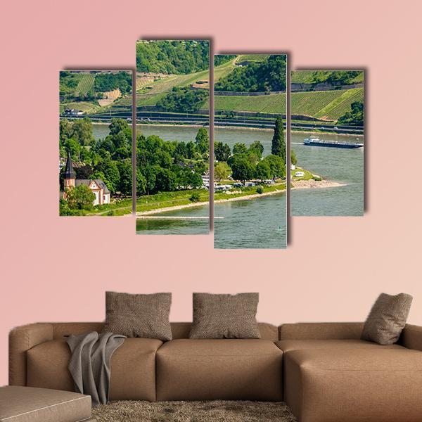 Vineyards At Rhine Valley Canvas Wall Art-4 Pop-Gallery Wrap-50" x 32"-Tiaracle