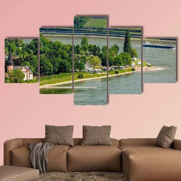 Vineyards At Rhine Valley Canvas Wall Art-5 Pop-Gallery Wrap-47" x 32"-Tiaracle