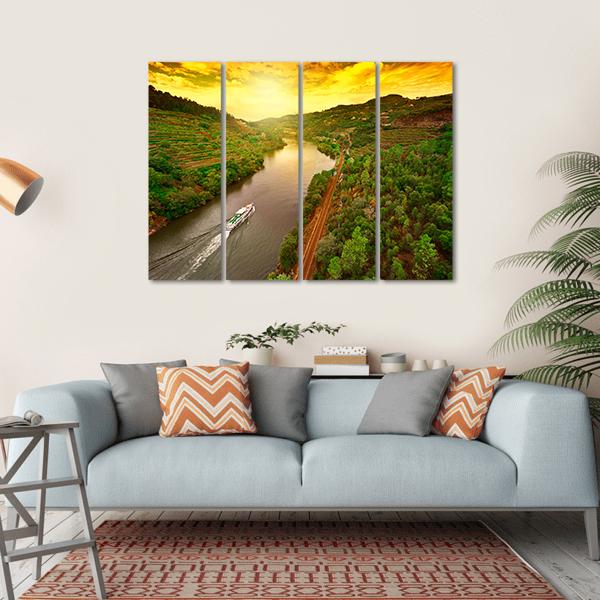 Vineyards In The Valley Of The River Douro In Portugal Canvas Wall Art-4 Horizontal-Gallery Wrap-34" x 24"-Tiaracle