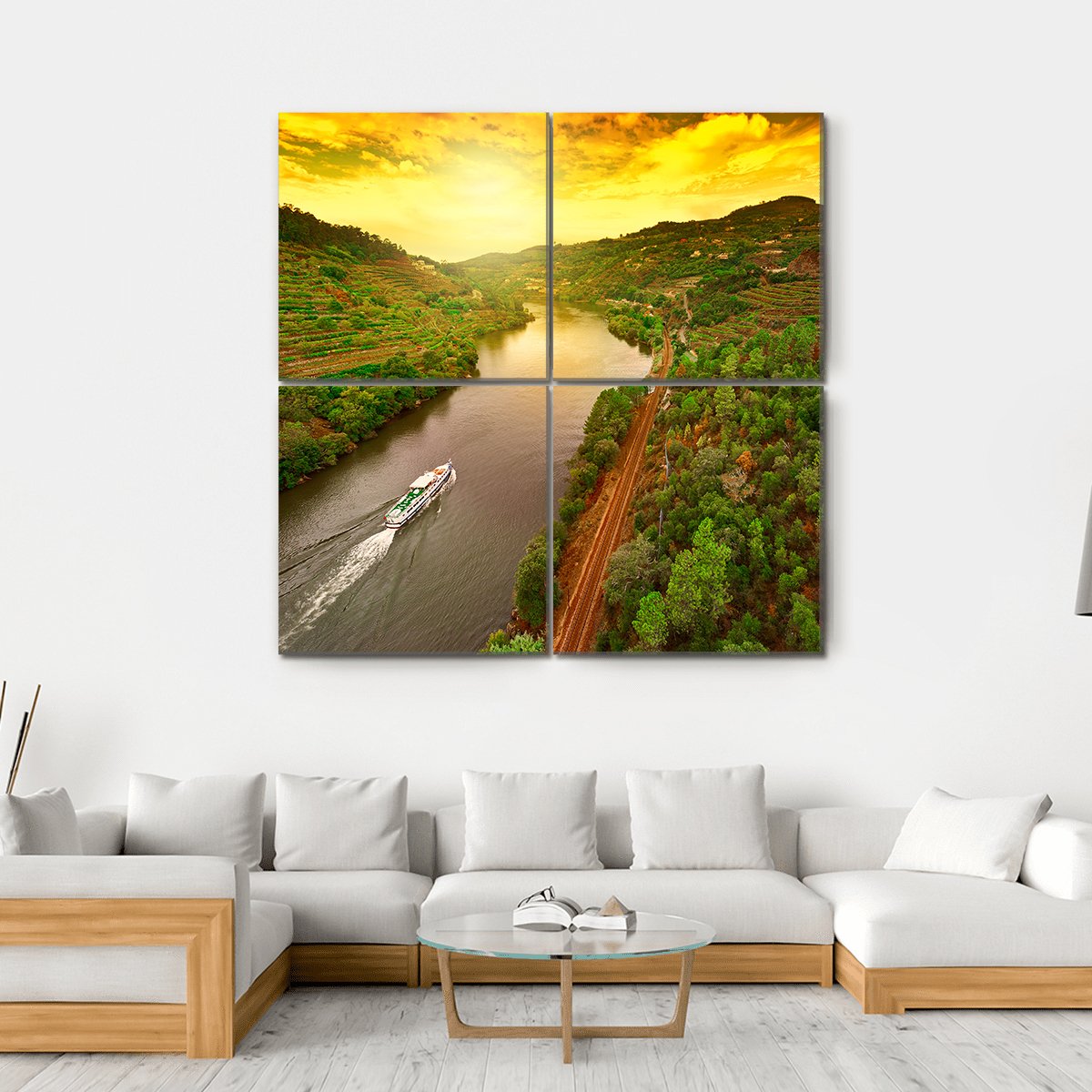 Vineyards In The Valley Of The River Douro In Portugal Canvas Wall Art-4 Square-Gallery Wrap-17" x 17"-Tiaracle