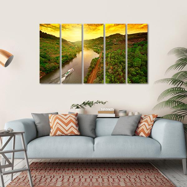 Vineyards In The Valley Of The River Douro In Portugal Canvas Wall Art-5 Horizontal-Gallery Wrap-22" x 12"-Tiaracle