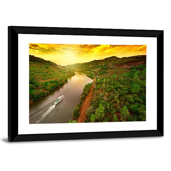 Vineyards In The Valley Of The River Douro In Portugal Canvas Wall Art-3 Horizontal-Gallery Wrap-25" x 16"-Tiaracle