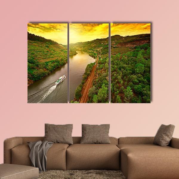 Vineyards In The Valley Of The River Douro In Portugal Canvas Wall Art-3 Horizontal-Gallery Wrap-37" x 24"-Tiaracle