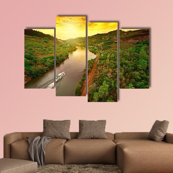 Vineyards In The Valley Of The River Douro In Portugal Canvas Wall Art-4 Pop-Gallery Wrap-50" x 32"-Tiaracle