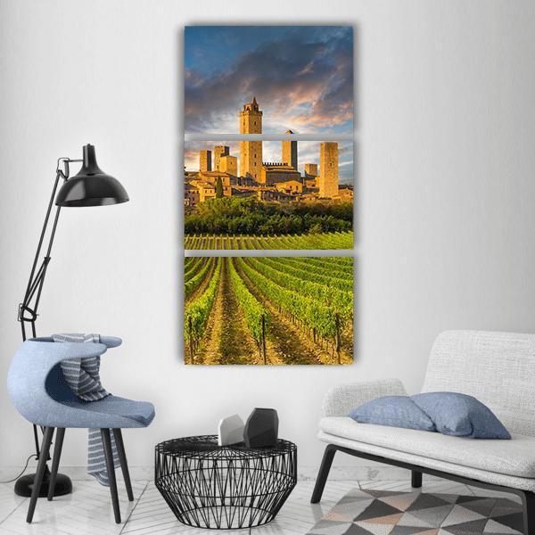Vineyards In Tuscany Vertical Canvas Wall Art-3 Vertical-Gallery Wrap-12" x 25"-Tiaracle