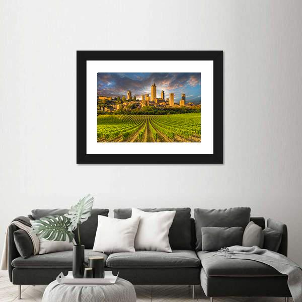 Vineyards In Tuscany Vertical Canvas Wall Art-3 Vertical-Gallery Wrap-12" x 25"-Tiaracle