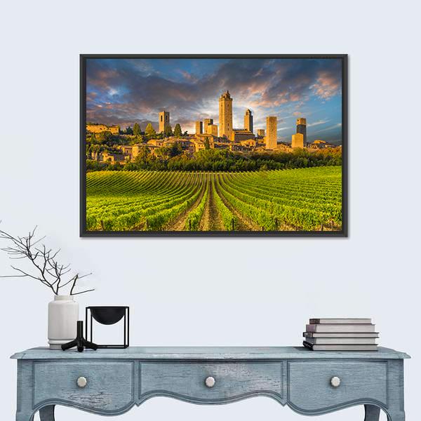 Vineyards In Tuscany Vertical Canvas Wall Art-3 Vertical-Gallery Wrap-12" x 25"-Tiaracle