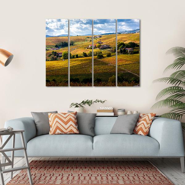Vineyards Of Beaujolais France Canvas Wall Art-4 Horizontal-Gallery Wrap-34" x 24"-Tiaracle