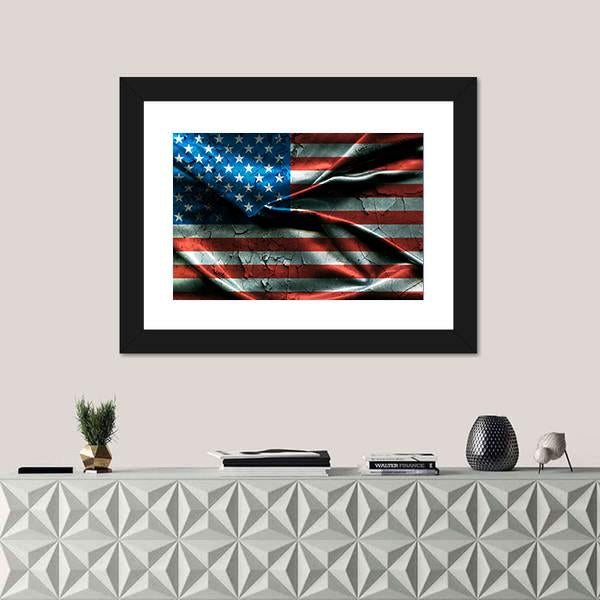 Vintage American Flag Canvas Wall Art-1 Piece-Framed Print-20" x 16"-Tiaracle