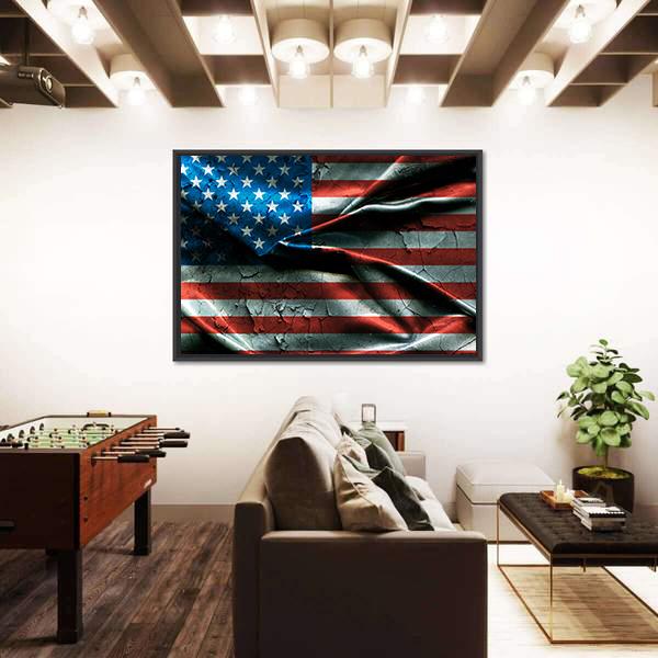 Vintage American Flag Canvas Wall Art-5 Horizontal-Gallery Wrap-22" x 12"-Tiaracle