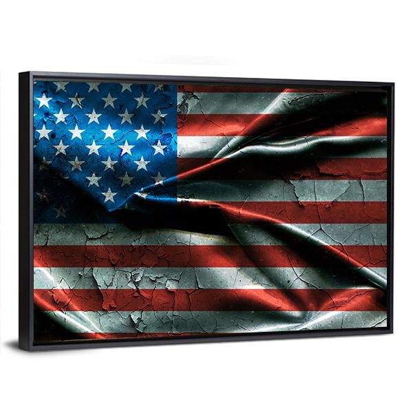 Vintage American Flag Canvas Wall Art-3 Horizontal-Gallery Wrap-25&quot; x 16&quot;-Tiaracle