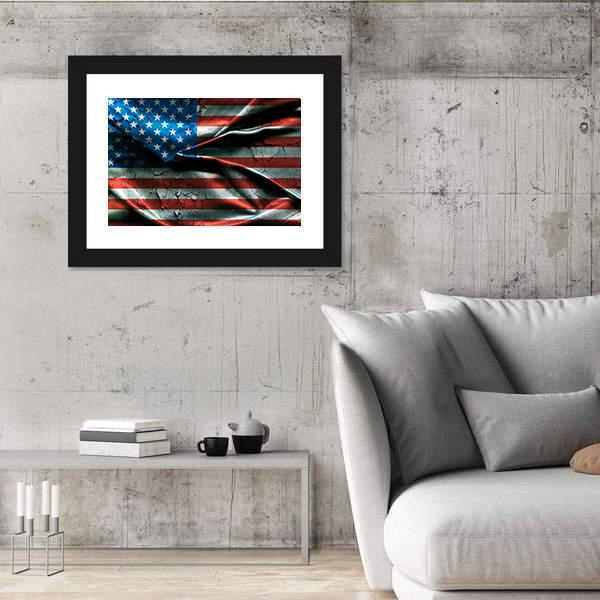 Vintage American Flag Canvas Wall Art-5 Horizontal-Gallery Wrap-22" x 12"-Tiaracle