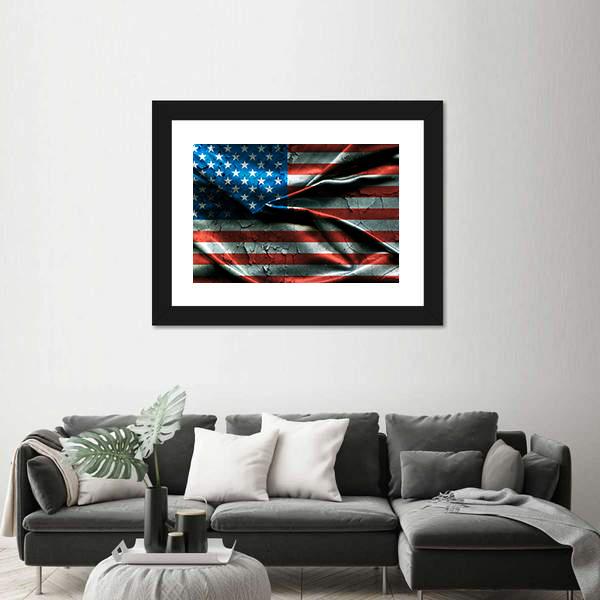 Vintage American Flag Canvas Wall Art-3 Horizontal-Gallery Wrap-25" x 16"-Tiaracle